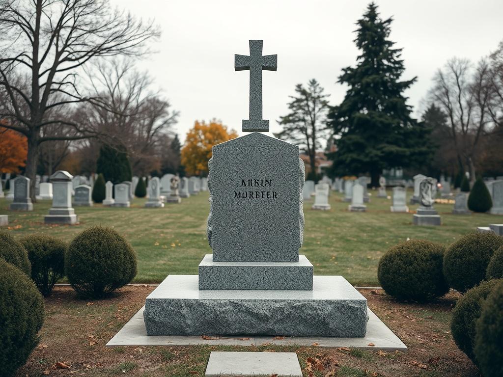 granite monument at the cemeteryфото